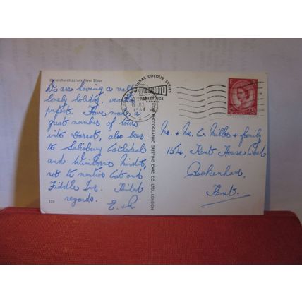 ACROSS THE RIVER STOUR, CHRISTCHURCH, Dorset used postcard 1964 pm =