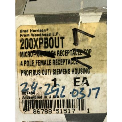 NEW BRAD HARRISON RECEPTACLE, 200XPBOUT WOODHEAD 6ES7 194-1A A01-0XA0,CE
