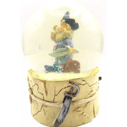 Pirate Smoking Snow Globe with Blue Coat 8.5 CM Treasure Chest Gift Shabby Chic