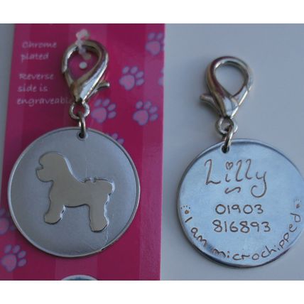 BICHON FRISE ID TAG, KEY RING TAG - HANDBAG CHARM, ZIP PULL, ENGRAVED FREE