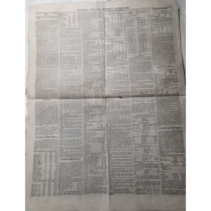 Civil War] The World, New York, March 15, 1865. Original complete issue