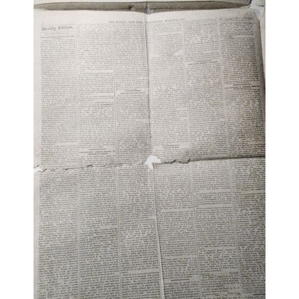 Civil War] The World, New York, March 15, 1865. Original complete issue