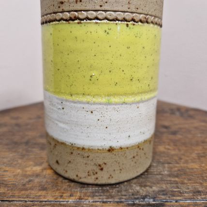 Vintage 1970s Denby Yellow Potters Wheel Vase