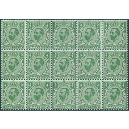 Great Britain 1911 ½d green Die A SG322 MNH block x15