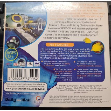 Our Living Oceans PC ROM Promo The Daily Mail CD Rom Library Interactive