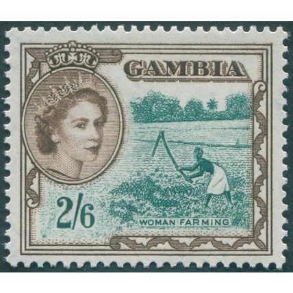 Gambia 1953 2s.6d. deep bluish green & sepia SG181 unused