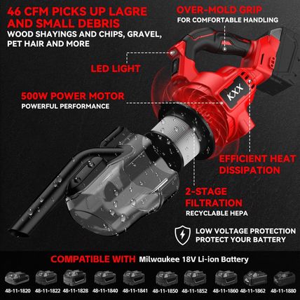 KXX Cordless Vacuum for Milwaukee M18 Battery, 5 in 1 Handheld Electric Vacuum C