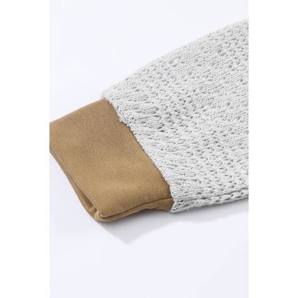 Brown Colorblock Patchwork Pullover Hoodie