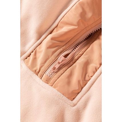 Light French Beige Colorblock Patchwork Half Zip Oversized Sherpa Hoodie