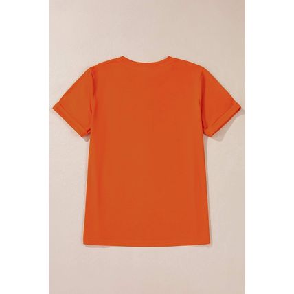 Orange SPOOKY Vibe Ghost Print Crewneck Halloween T Shirt