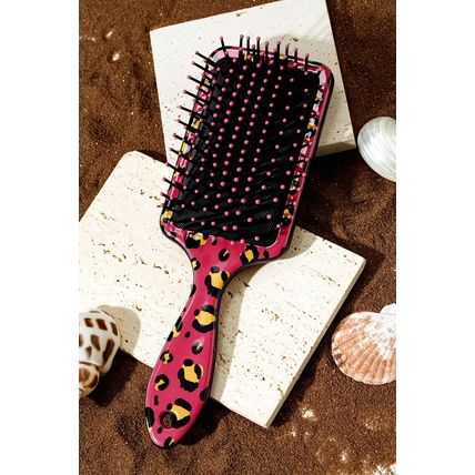 Strawberry Pink Leopard Print Long Handle Air Cushion Comb