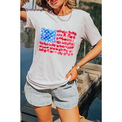 White Flag Graphic Crew Neck Tee