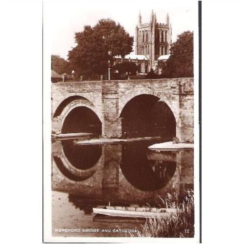 Hereford - Bridge & Cathedral - real photo postcard c.1930s