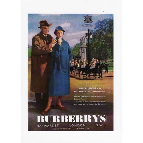 Poster Art Postcard Burberrys Haymarket London Weatherproof Coat Horseguard