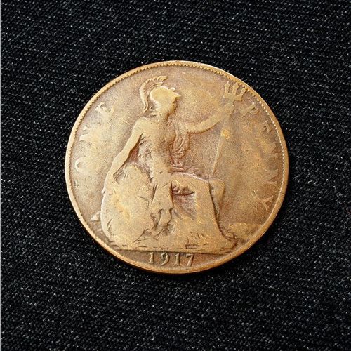 Coin 1917 George V One penny 2417