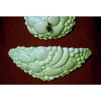 WHITEWARE WHITE GLAZED VEGETABLE SOUP TUREEN, APPLE FRUIT FAUCET & WALL POCKET