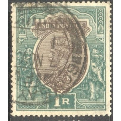 India 1926 - KGV 1r violet/ultramarine - used 2
