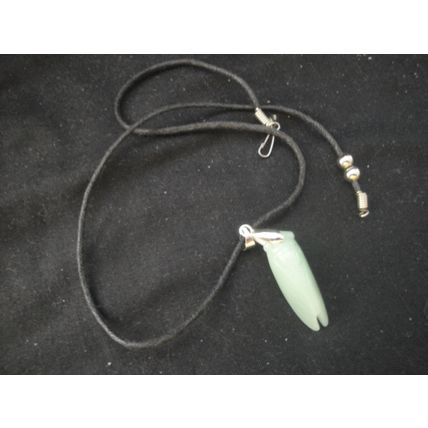 Beautiful manmade light green jade cicada pendant black cotton necklace