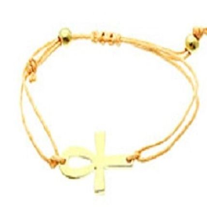 Adjustable Gold tone Egyptian Cross Cord Bracelet