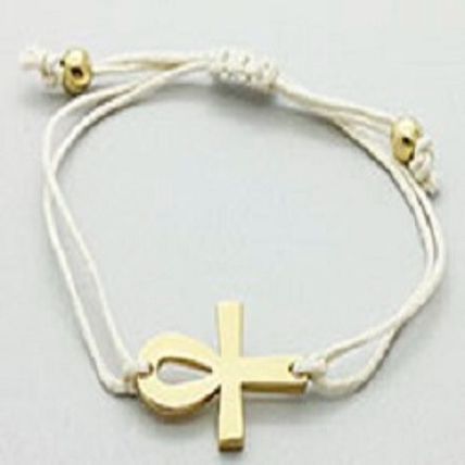 Adjustable Gold tone Egyptian Cross Cord Bracelet