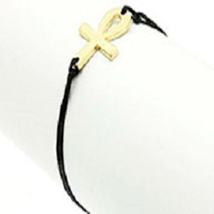 Adjustable Gold tone Egyptian Cross Cord Bracelet