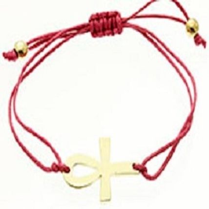 Adjustable Gold tone Egyptian Cross Cord Bracelet