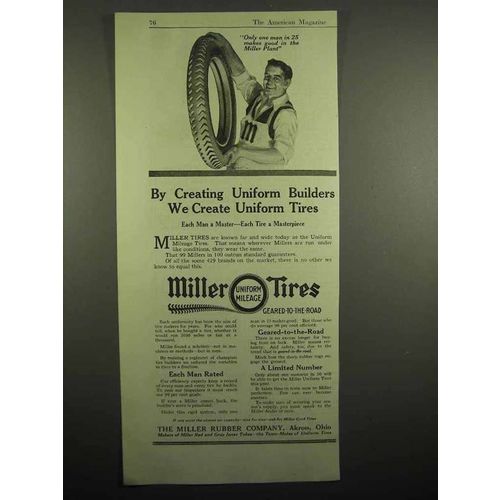 1918 Miller Tires Ad - Creating Uniform Builders