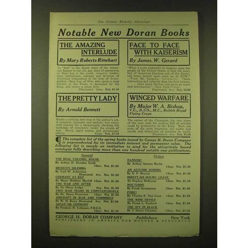 1918 George h. Doran Company Ad - Notable New Doran Books