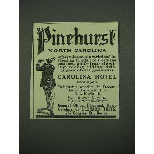 1918 Pinehurst Hotel Ad - North Carolina