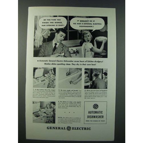 1948 General Electric Automatic Dishwasher Ad - By The Time You Finish