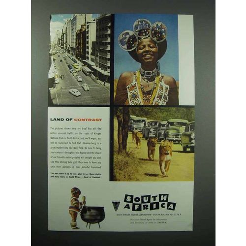 1956 South Africa Tourism Ad - Land of Contrast