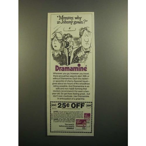 1984 Dramamine Medicine Ad - Why is Johnny Green?