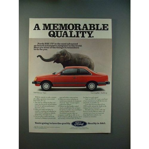 1984 Mercury Topaz car Ad - Memorable Quality