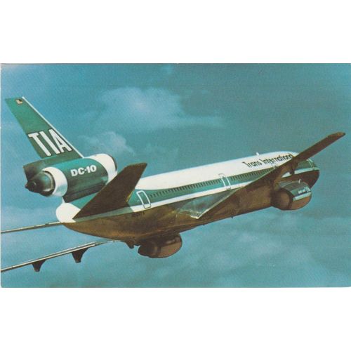 Trans International Airlines Douglas DC10 Civil Aviation Postcard (A11120)