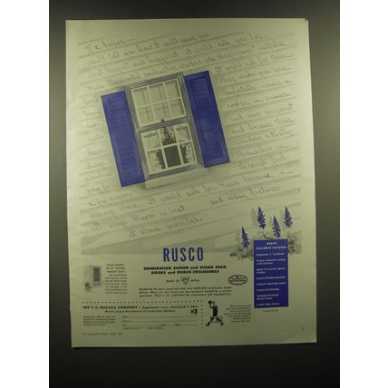 1951 Rusco Combination Screen and Storm Sash Doors and Porch enclosures Ad