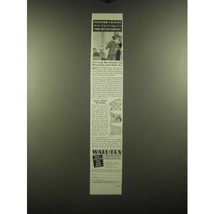 1938 Wall-Tex Decorative Wall Canvas Ad - Plaster cracks are costing us too