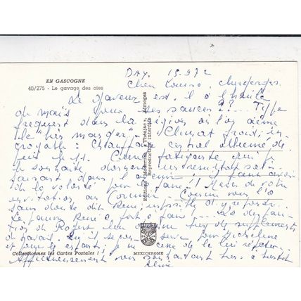 Gascogne Le gavage des oles France Postcard used 1972 corner crease