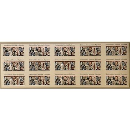 Distinguished American Diplomats Press Sheet of 15 Panes of Six 39 Cent Stamps
