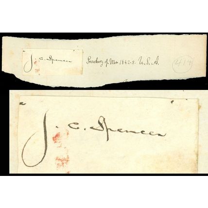JOHN C. SPENCER Autographed Piece, US SECRETARY OF WAR & TREASURY, NY Politician