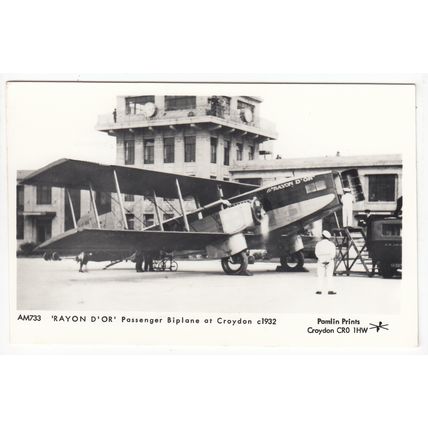 Biplane Croydon Airport Pamlin Print Reproduction Postcard Surrey AM733