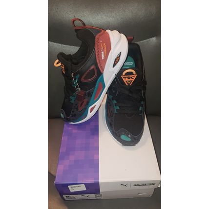 PUMA MINECRAFT TRC BLAZE ATHLETIC SNEAKERS SHOES W/ CHARM BOYS SIZE 7~NEW~BLK/GR