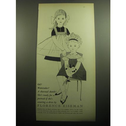 1958 Florence Eiseman Dress Ad - Oil? Watercolor? A Charcoal sketch?