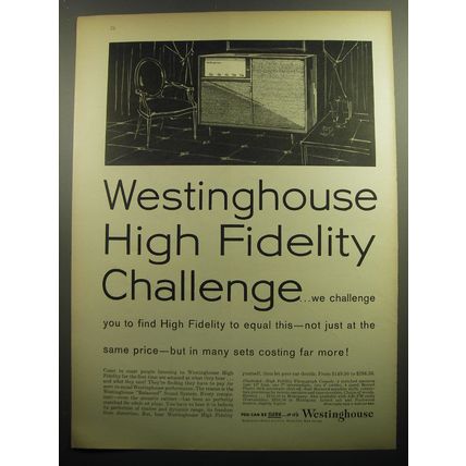 1958 Westinghouse High Fidelity Phonograph Console Advertisement