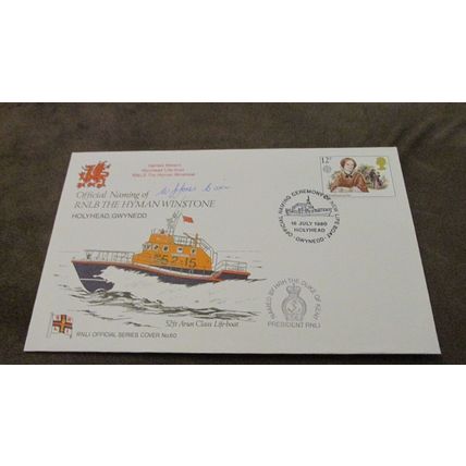Cox Signed 1980 GB Cover- RNLI Lifeboat Hyman Winstone - Holyhead Gwynedd