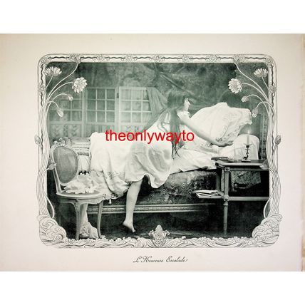 A Lady At Bedtime, (Lady Climbing Into Bed On Reverse), Book Illustration, 1910