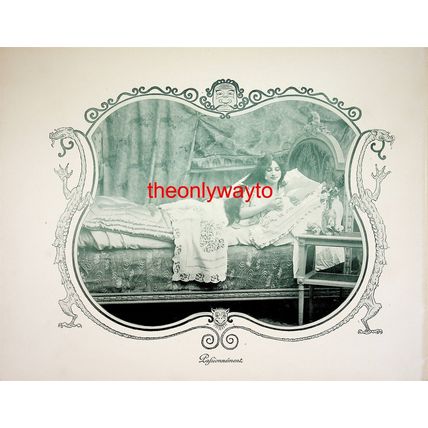 A Lady Reading News In Bed, (Reading Love Letter On Reverse), Book Illustration