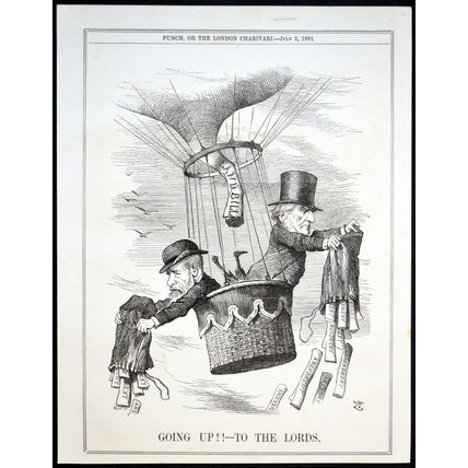 GOING UP!! - TO THE LORDS 1881 John Tenniel - Joseph Swain PUNCH CARTOON PAGE
