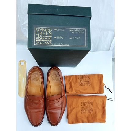 EDWARD GREEN MENS CHESTNUT GRAIN ANTIQUE CALF LEATHER LOAFERS & SOLE 7 1/2/8 E