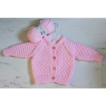 Hand Knitted Cardigan in Pink Chunky Wool to fit 18-24 months BRAND NEW