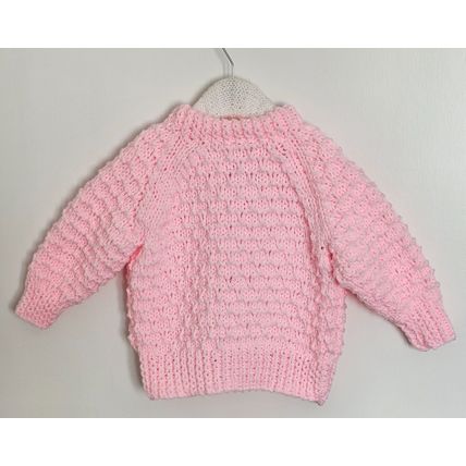 Hand Knitted Cardigan in Pink Chunky Wool to fit 18-24 months BRAND NEW